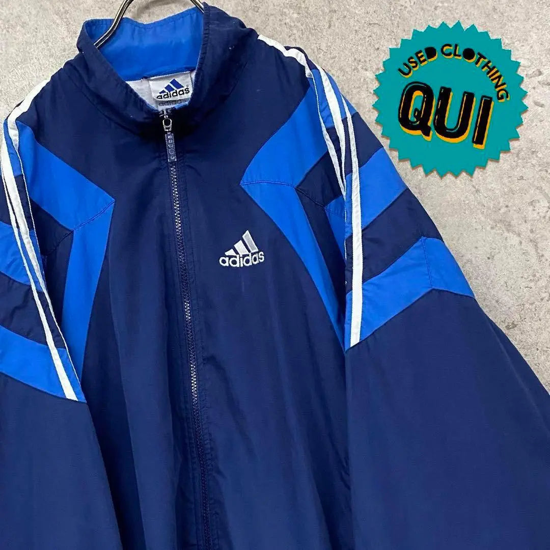 Rare 90s US Vintage Adidas Embroidered Nylon Jacket Navy Men's L