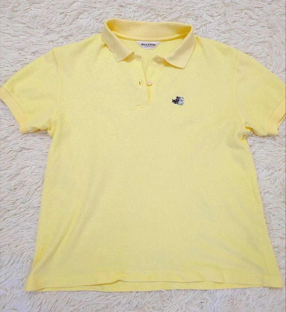 Black and White Logow Pen Cotton Kanoko Polo Shirt Yellow M | ブラックアンドホワイト　ロゴワッペン付コットン鹿の子ポロシャツ　イエロー　M