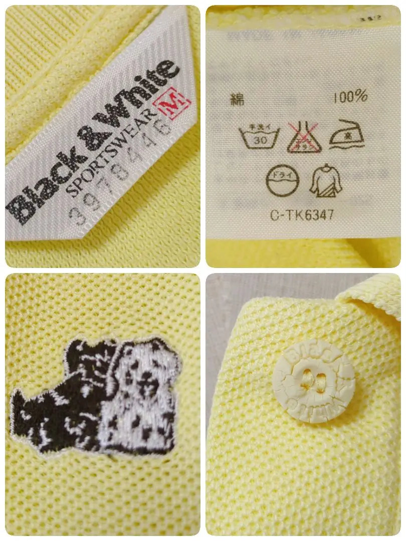 Black and White Logow Pen Cotton Kanoko Polo Shirt Yellow M | ブラックアンドホワイト　ロゴワッペン付コットン鹿の子ポロシャツ　イエロー　M