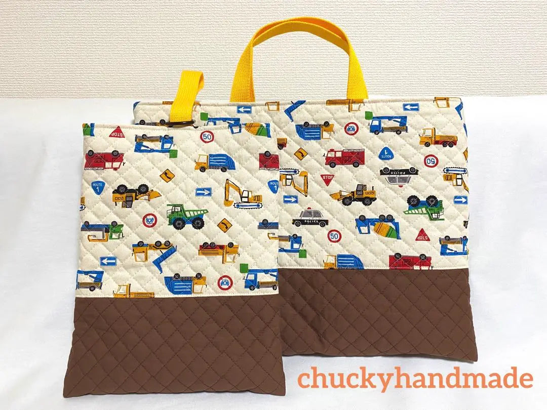 Working car-generated x brown quilted lesson bag shoe case set