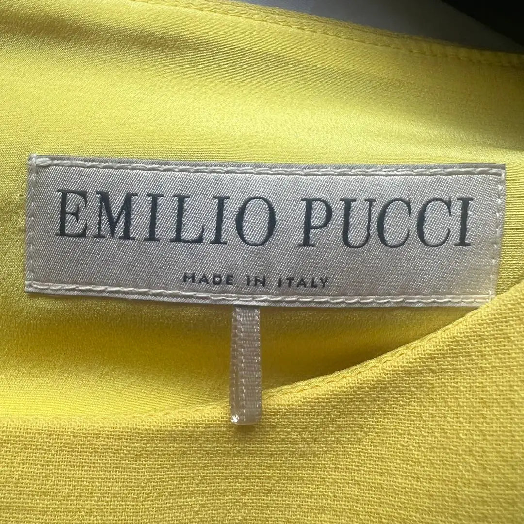 [Productos hermosos] Vestido con volantes de Emilio Pucci Amarillo manga corta hasta la rodilla | 【美品】EMILIO PUCCI フリルワンピース 黄色 半袖 膝丈