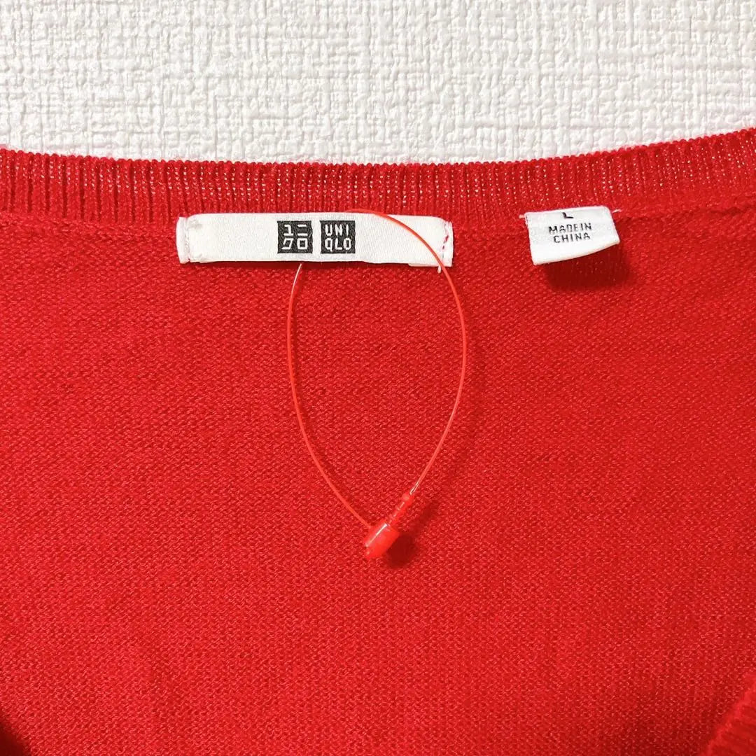 [Good Condition] UNIQLO V-Neck Knit Sweater Red Women's Autumn/Winter [L]