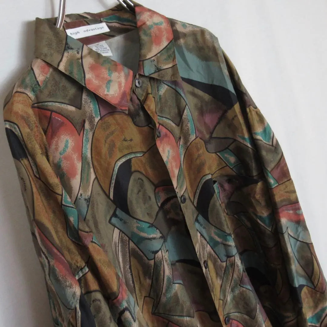 90s Art Pattern All-over Pattern Silk Shirt Mode Oversized Tops