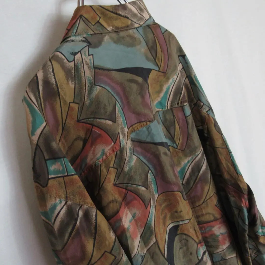 90s Art Pattern All-over Pattern Silk Shirt Mode Oversized Tops