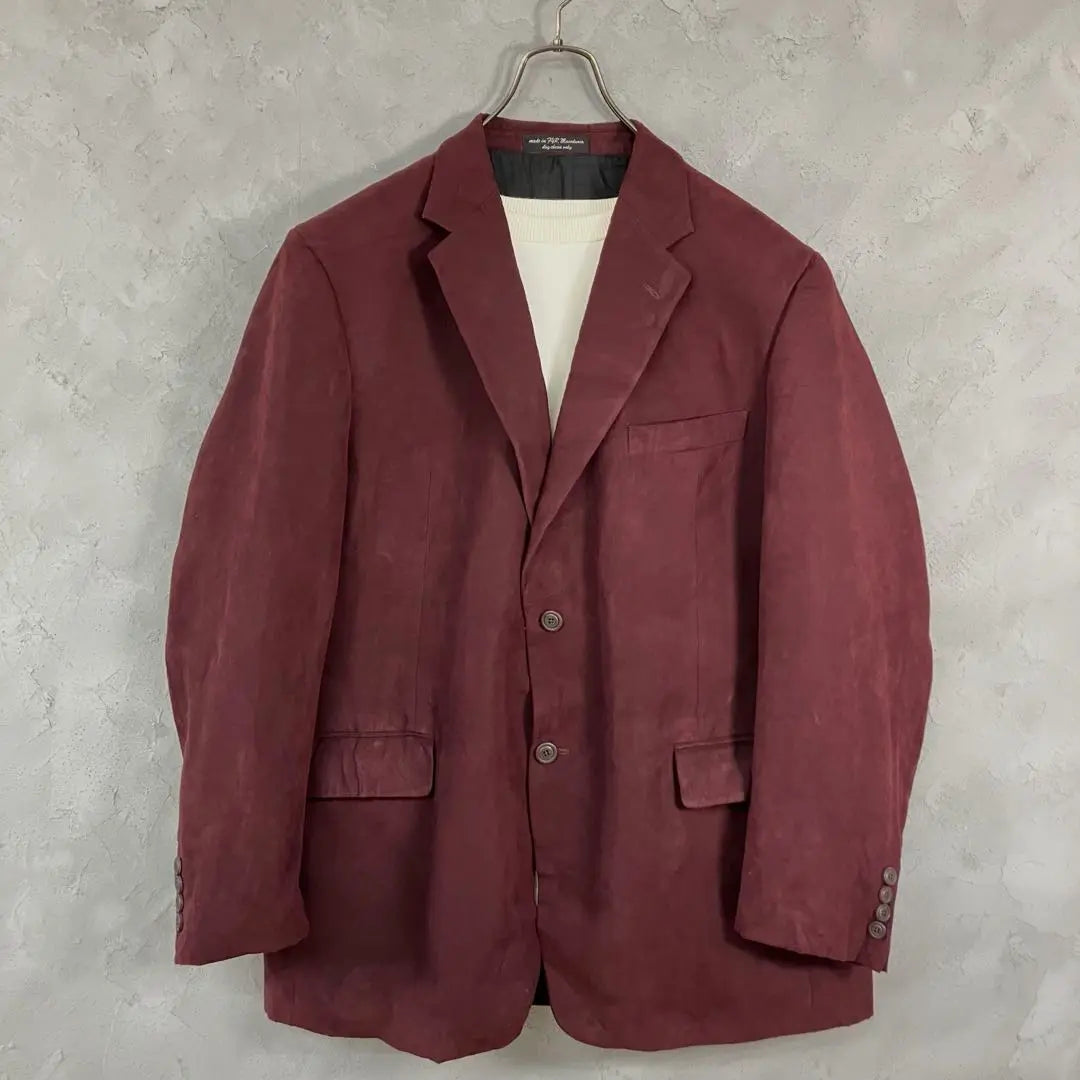 Vintage Tailored Jacket Suede Style Burgundy 46R LO4