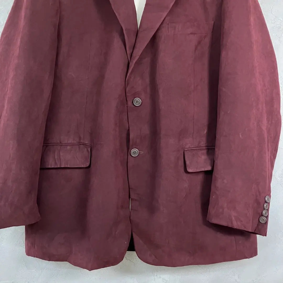 Vintage Tailored Jacket Suede Style Burgundy 46R LO4