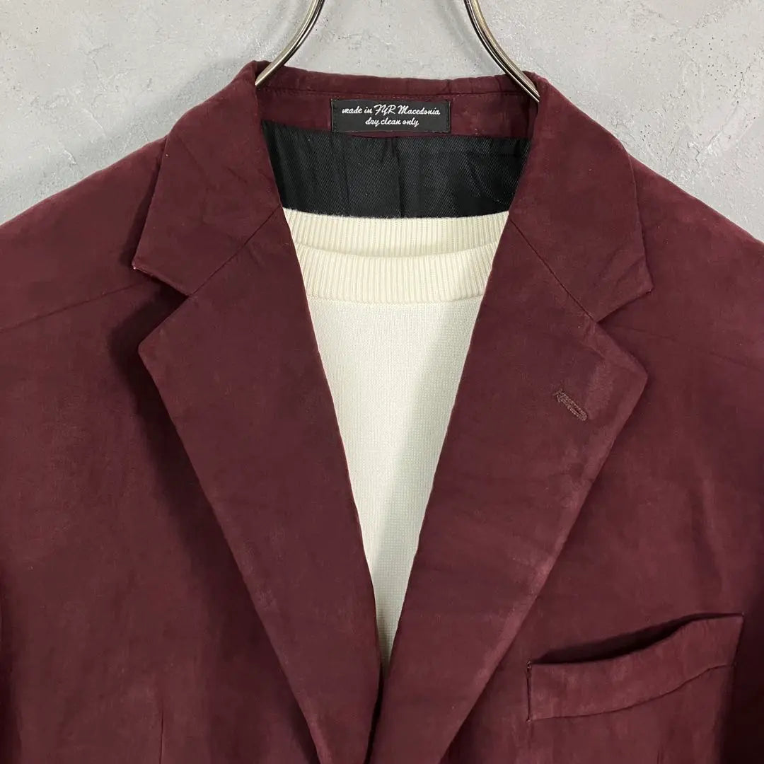 Vintage Tailored Jacket Suede Style Burgundy 46R LO4