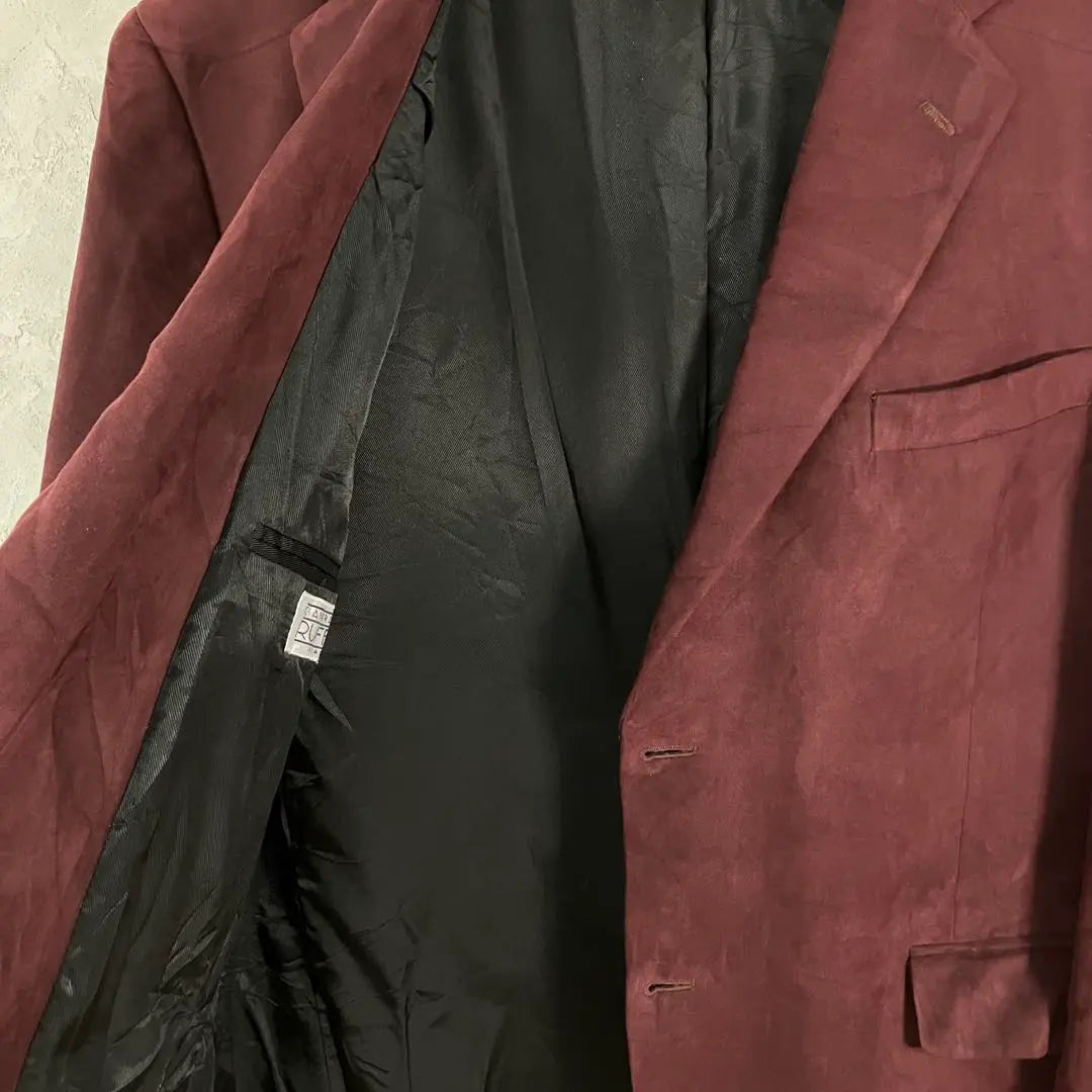 Vintage Tailored Jacket Suede Style Burgundy 46R LO4