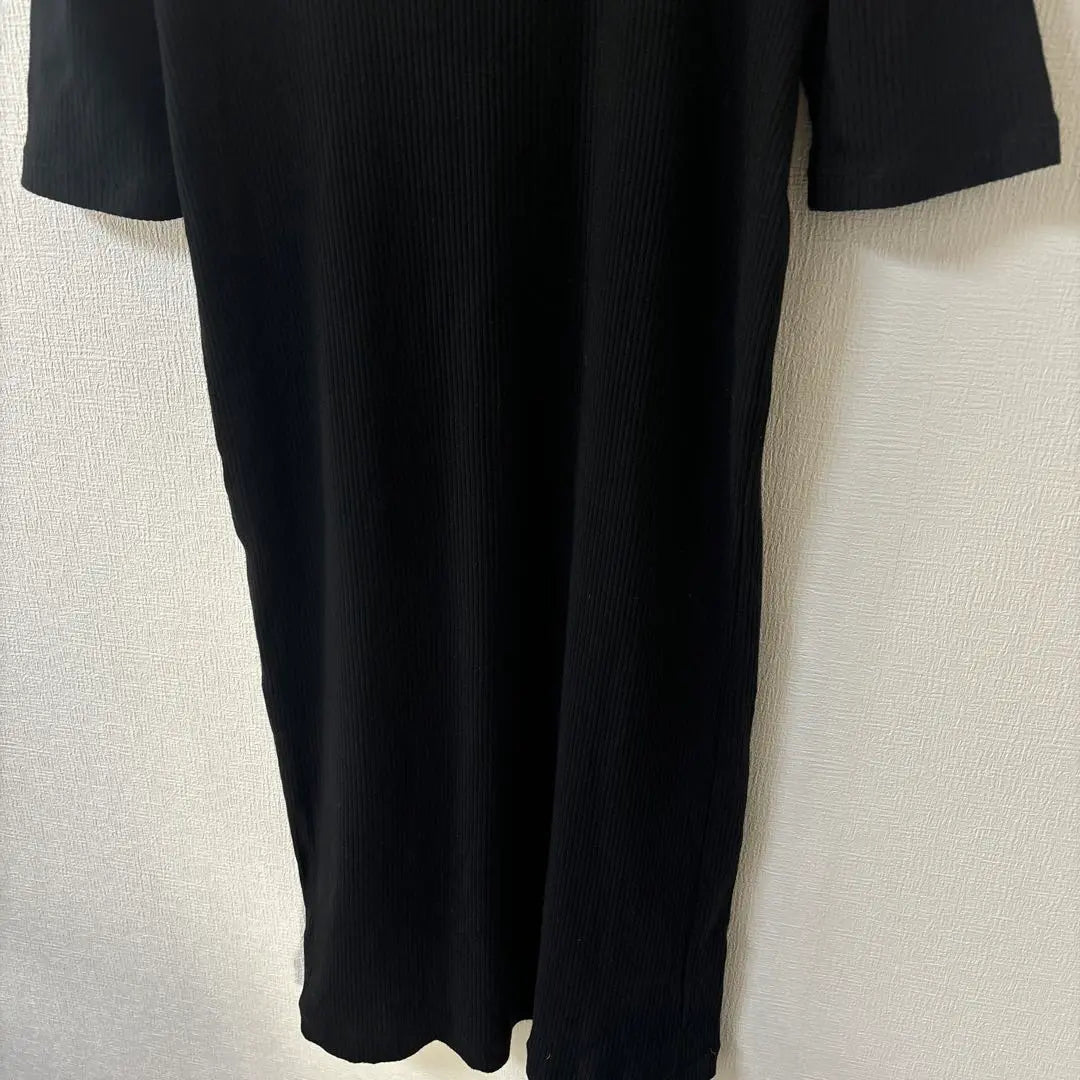 A.P.C. A.P.S. Rib Cut and Sew Dress Plain Black Cotton