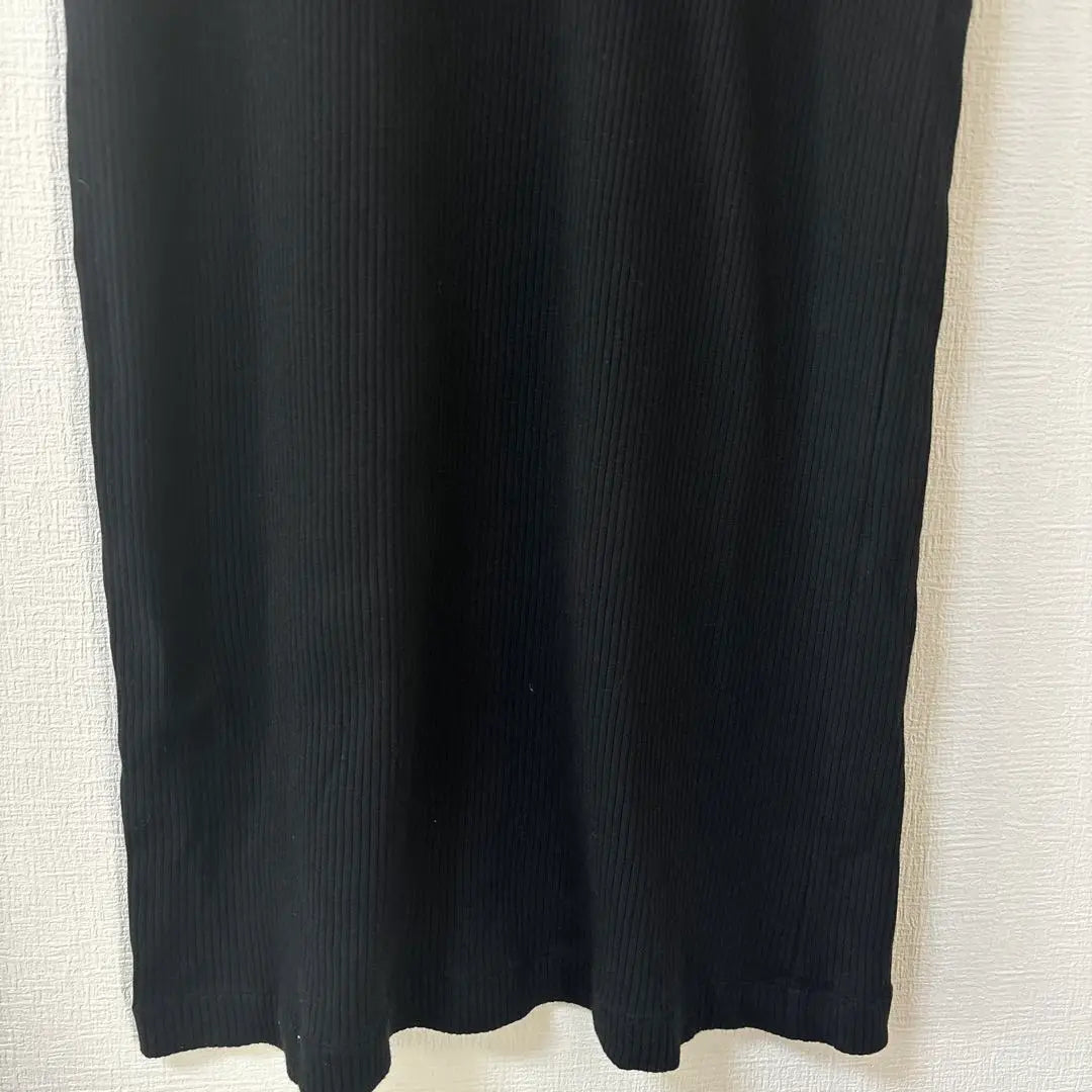 A.P.C. A.P.S. Rib Cut and Sew Dress Plain Black Cotton