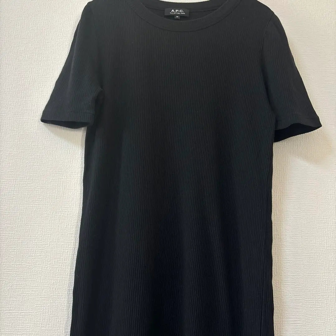 A.P.C. A.P.S. Rib Cut and Sew Dress Plain Black Cotton