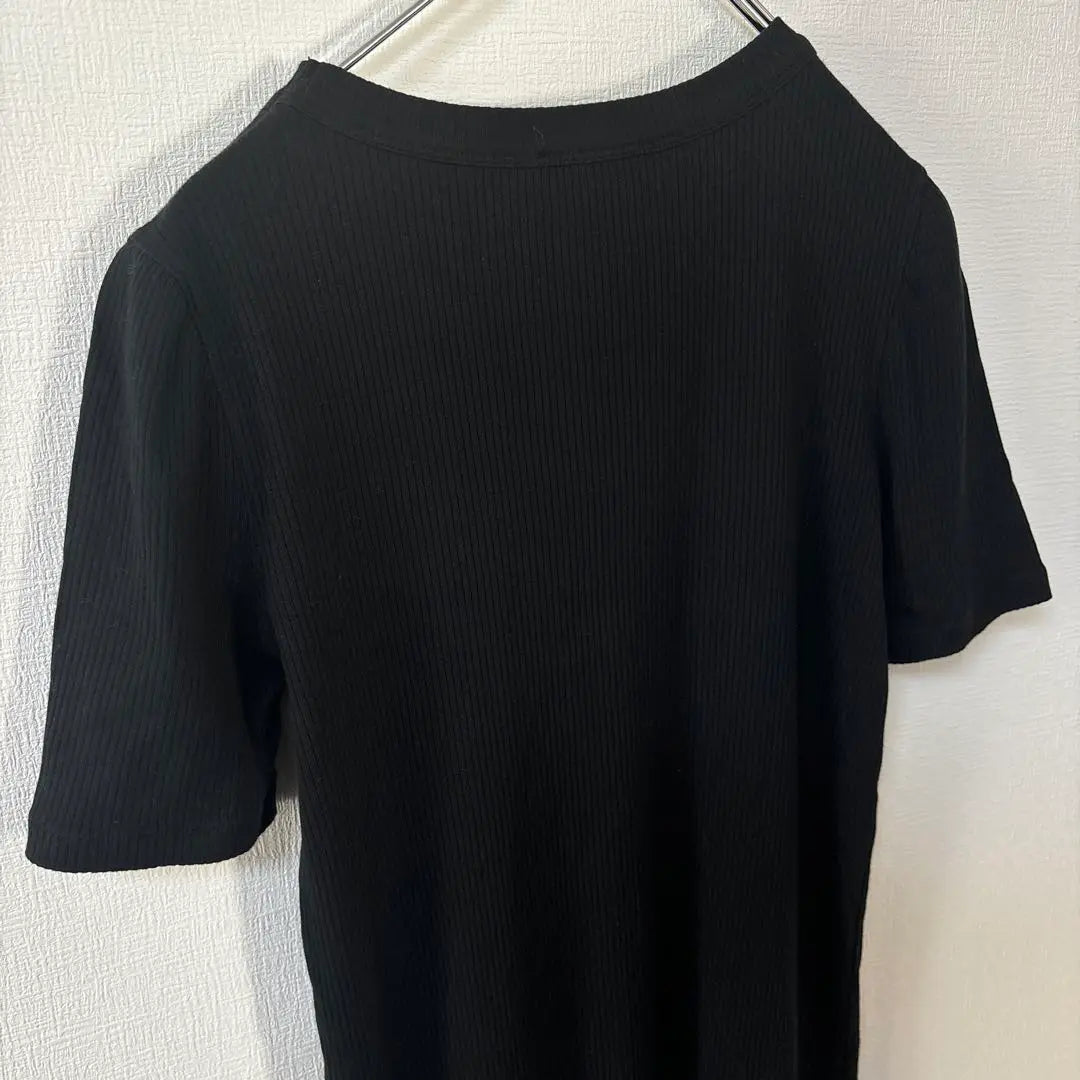 APCAPS Vestido de corte y costura de canalé en algodón negro liso