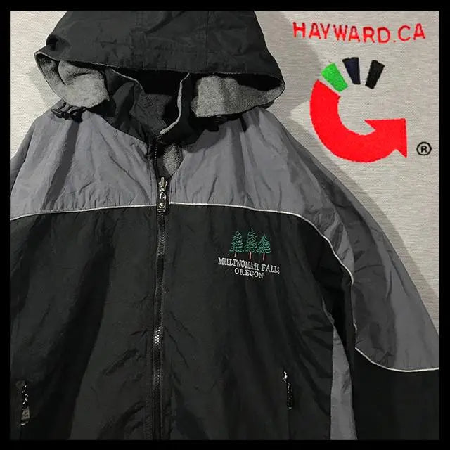 [HAYWARD.CA] Reversible embroidered logo fleece lining nylon jacket