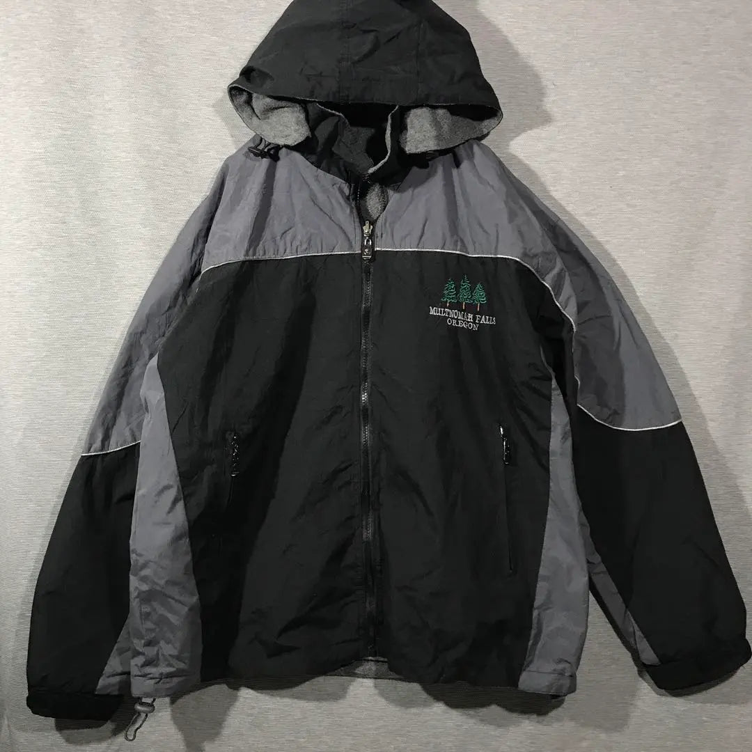 [HAYWARD.CA] Reversible embroidered logo fleece lining nylon jacket