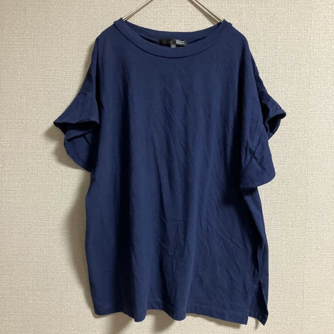 [sugarspoon] Tops T-shirt Short sleeves Ruffles Plain Casual Old clothes