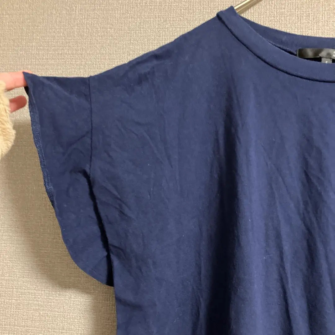 [sugarspoon] Tops T-shirt Short sleeves Ruffles Plain Casual Old clothes