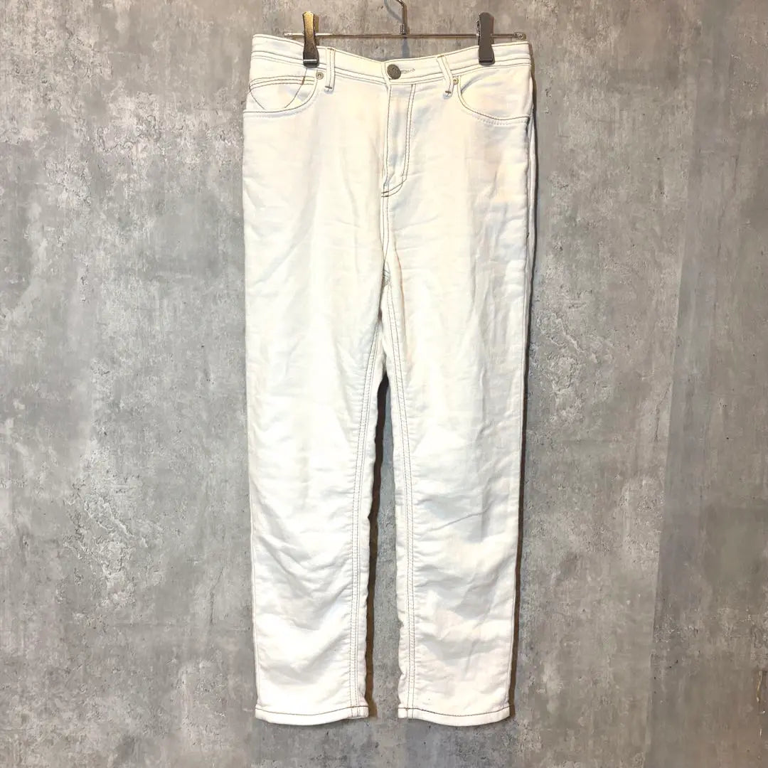 ✨Producto de calidad✨ Yanuk [M] Denim recto ♡ Piernas bonitas, cómodo, hecho en Japón, algodón, blanco