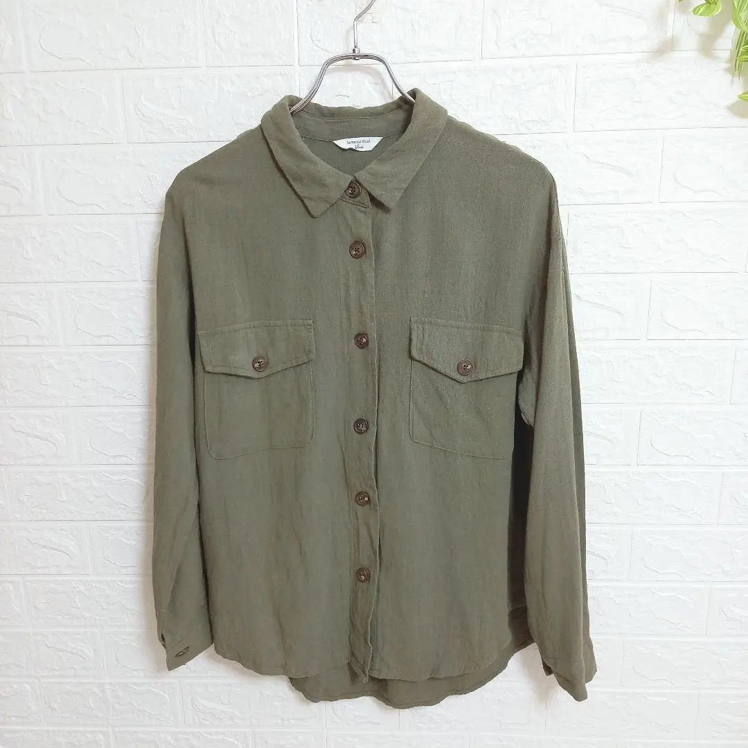 [Samantha Moss] Long-sleeved shirt (F) linen blend, spring, autumn and winter, casual