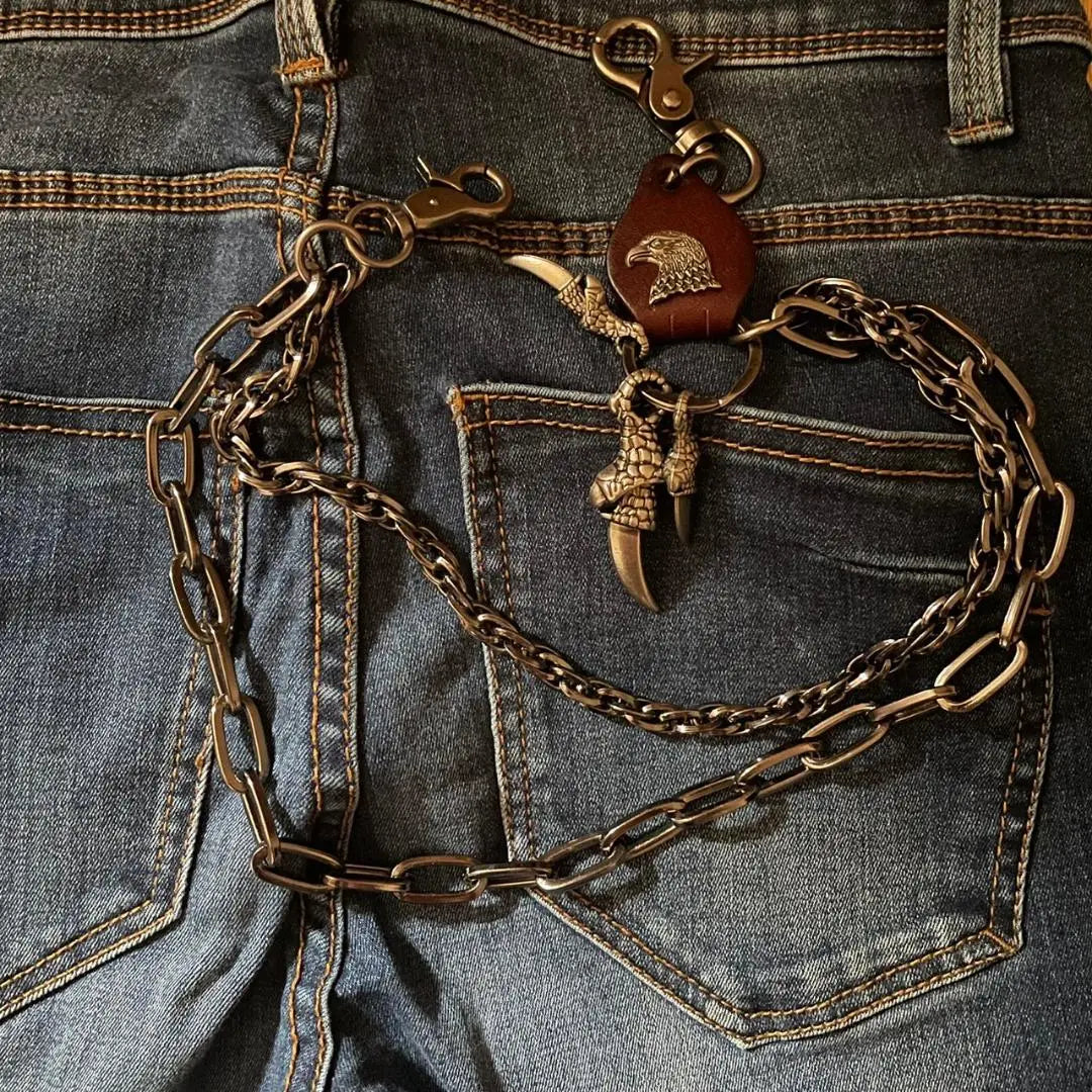 [Must-see for American casual] Vintage-style metal wallet chain with heavy feel Dual chain | 【アメカジ必見】ヴィンテージ風メタルウォレットチェーン 重厚感 デュアルチェーン