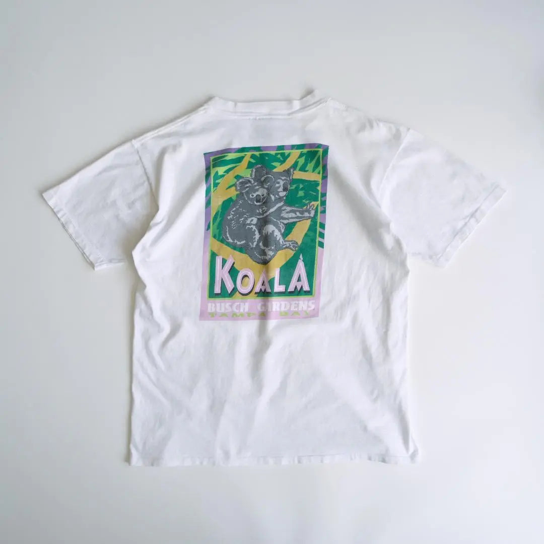 Camiseta de manga corta con estampado de doble cara Animal Koala de los 90 Ropa anual retro blanca XL | Años 90