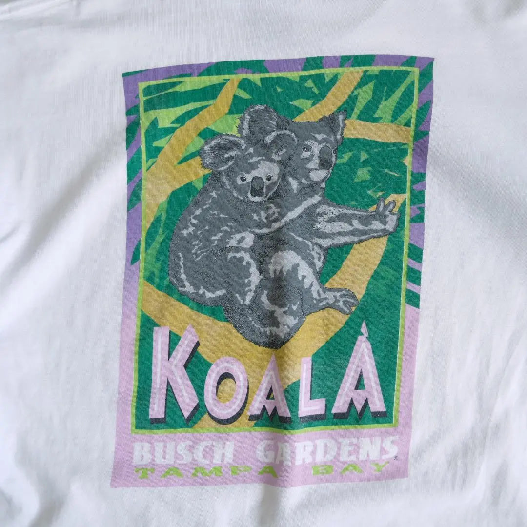 90's Animal Koala Double -sided Print Short Sleeve T -shirt White XL Retro Annual clothes | 90's アニマル　コアラ　両面プリント半袖Tシャツ　白 XL レトロ　古着