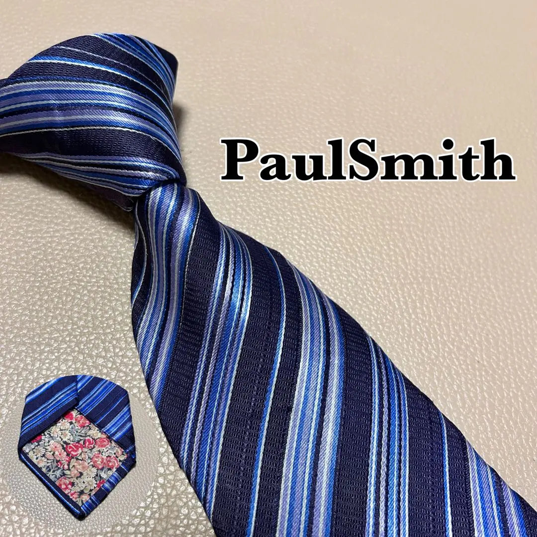 Paul Smith Tie Stripe Dot Check Navy Navy Floral Pattern