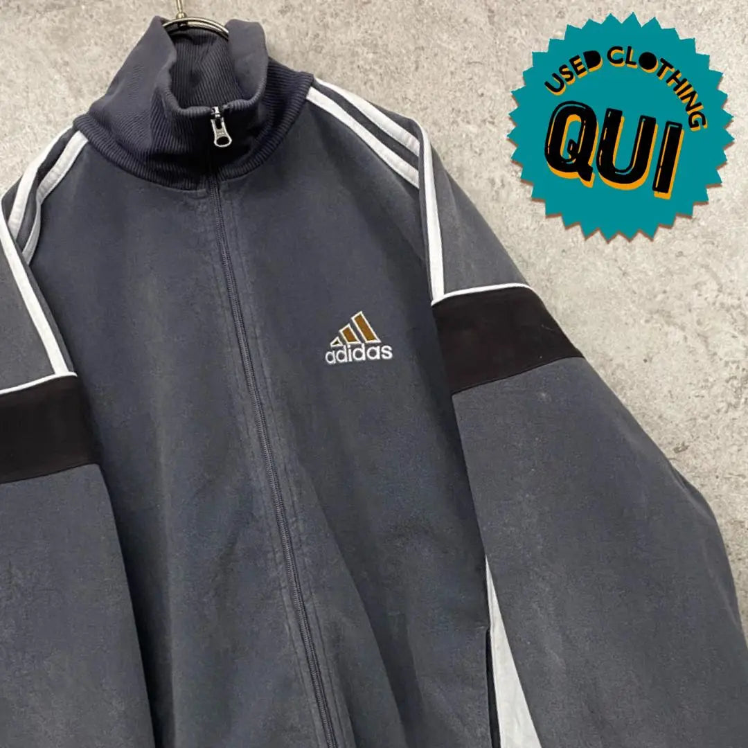 Rare 90s US Vintage Adidas Embroidered Velour Jacket Gray Men's XL