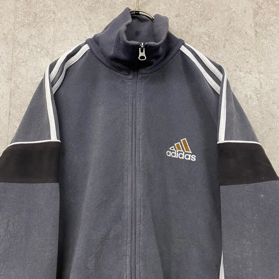 Rare 90s US Vintage Adidas Embroidered Velour Jacket Gray Men's XL