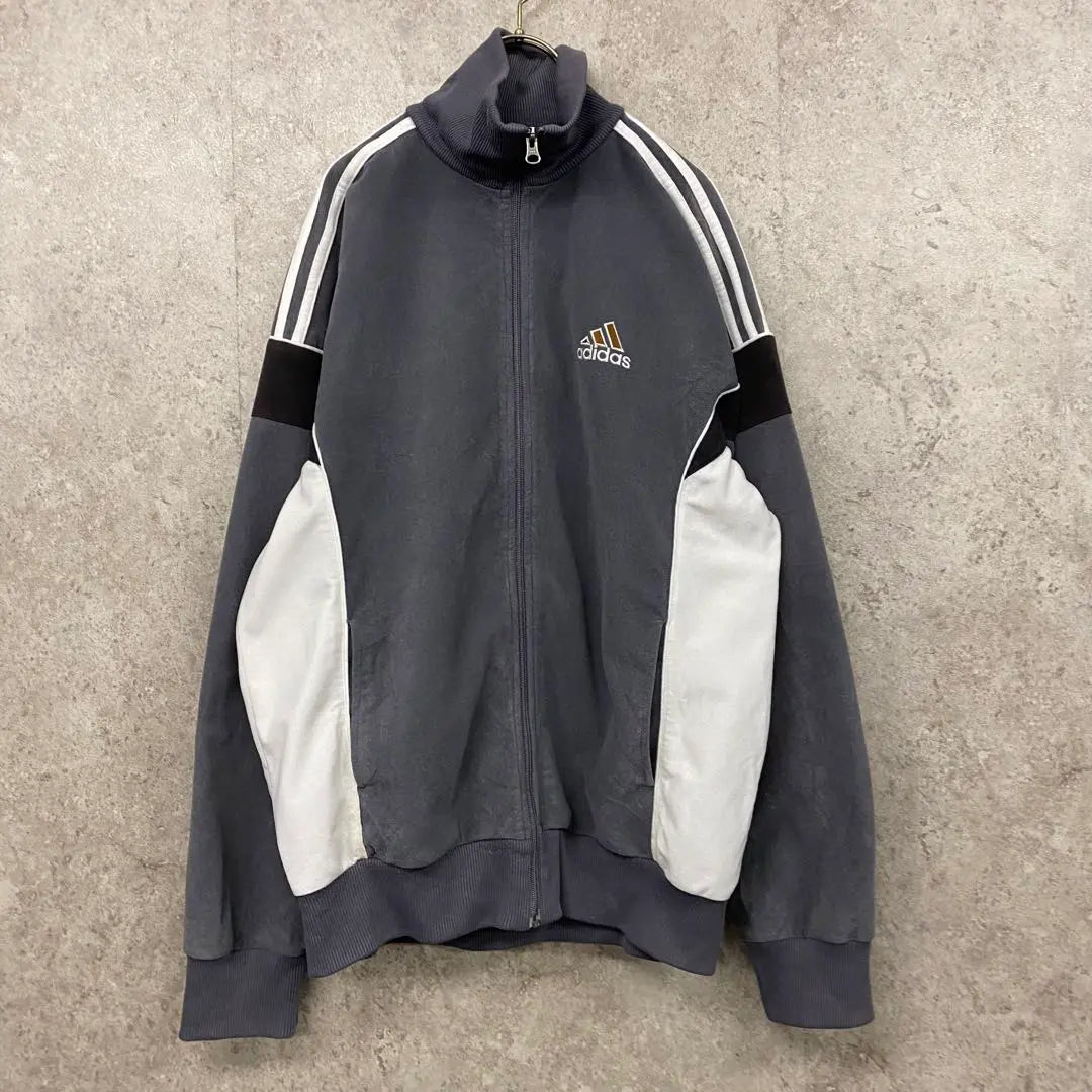 Rare 90s US Vintage Adidas Embroidered Velour Jacket Gray Men's XL