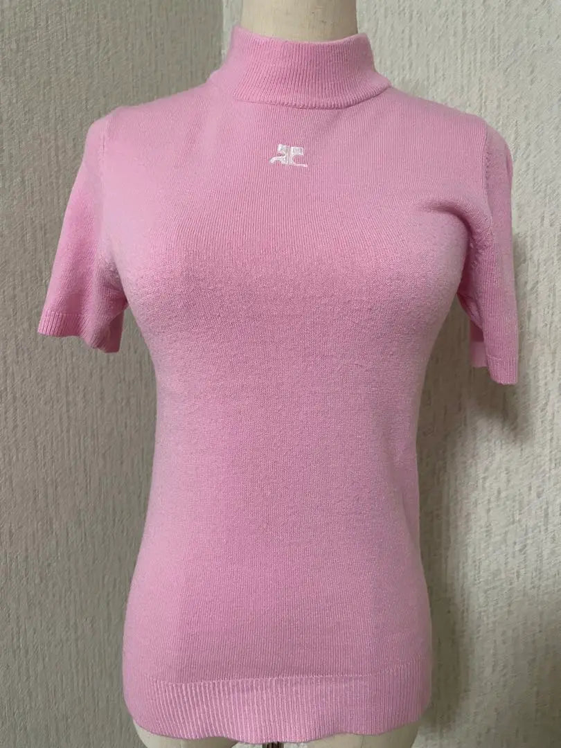 Creage Pink High Neck Knit Short Sleeve