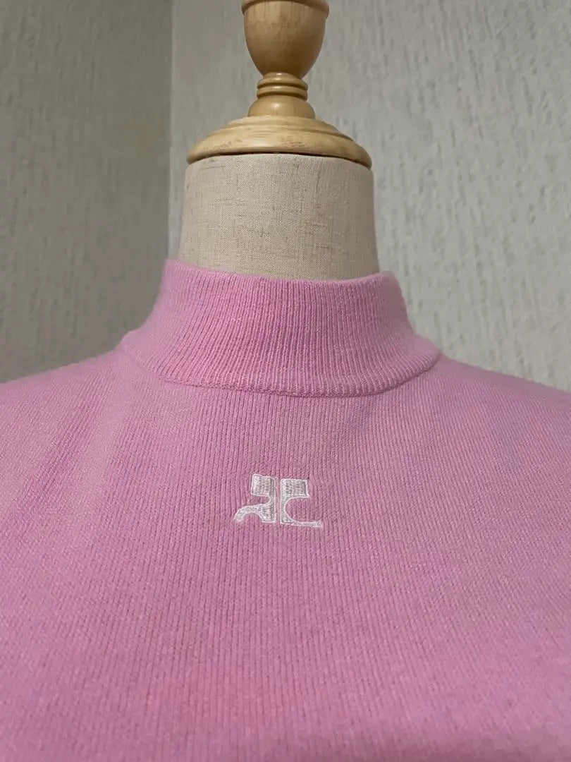 Creage Pink High Neck Knit Short Sleeve