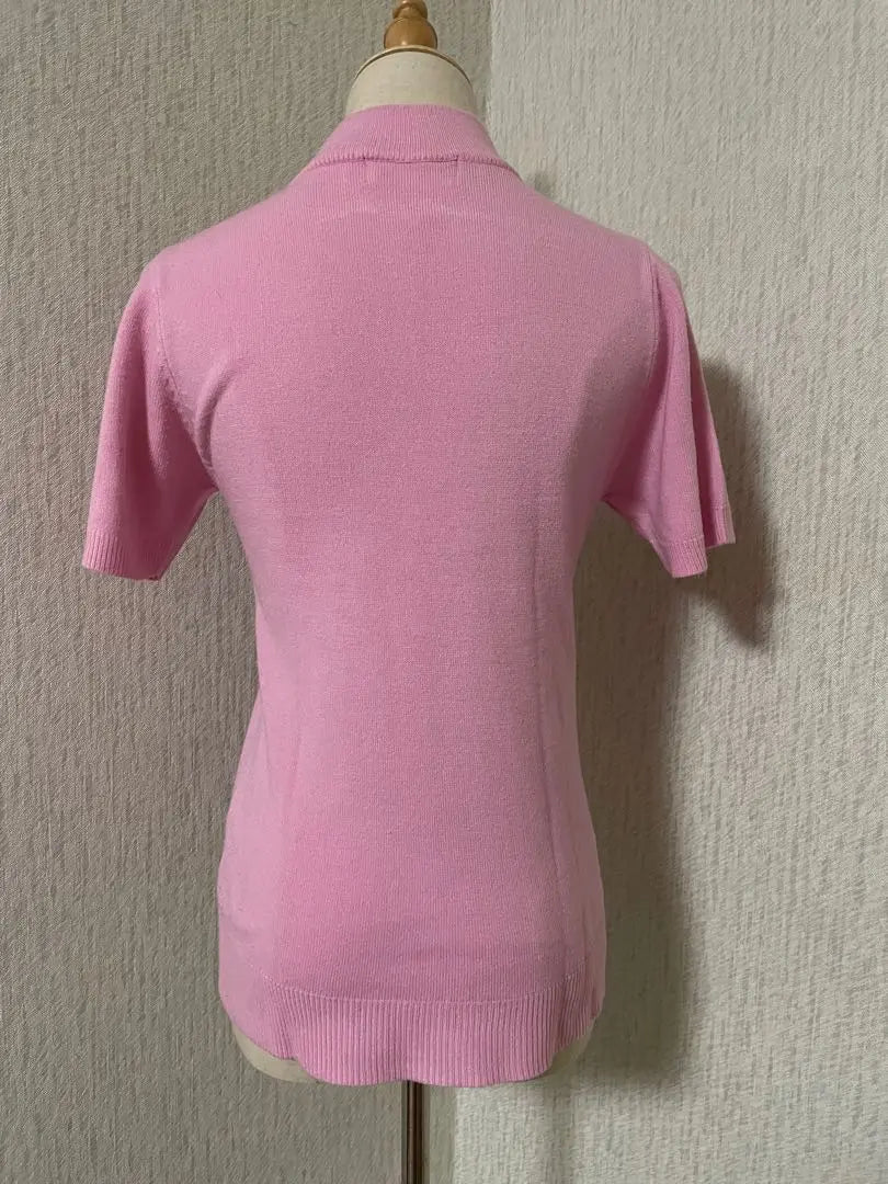 Creage Pink High Neck Knit Short Sleeve