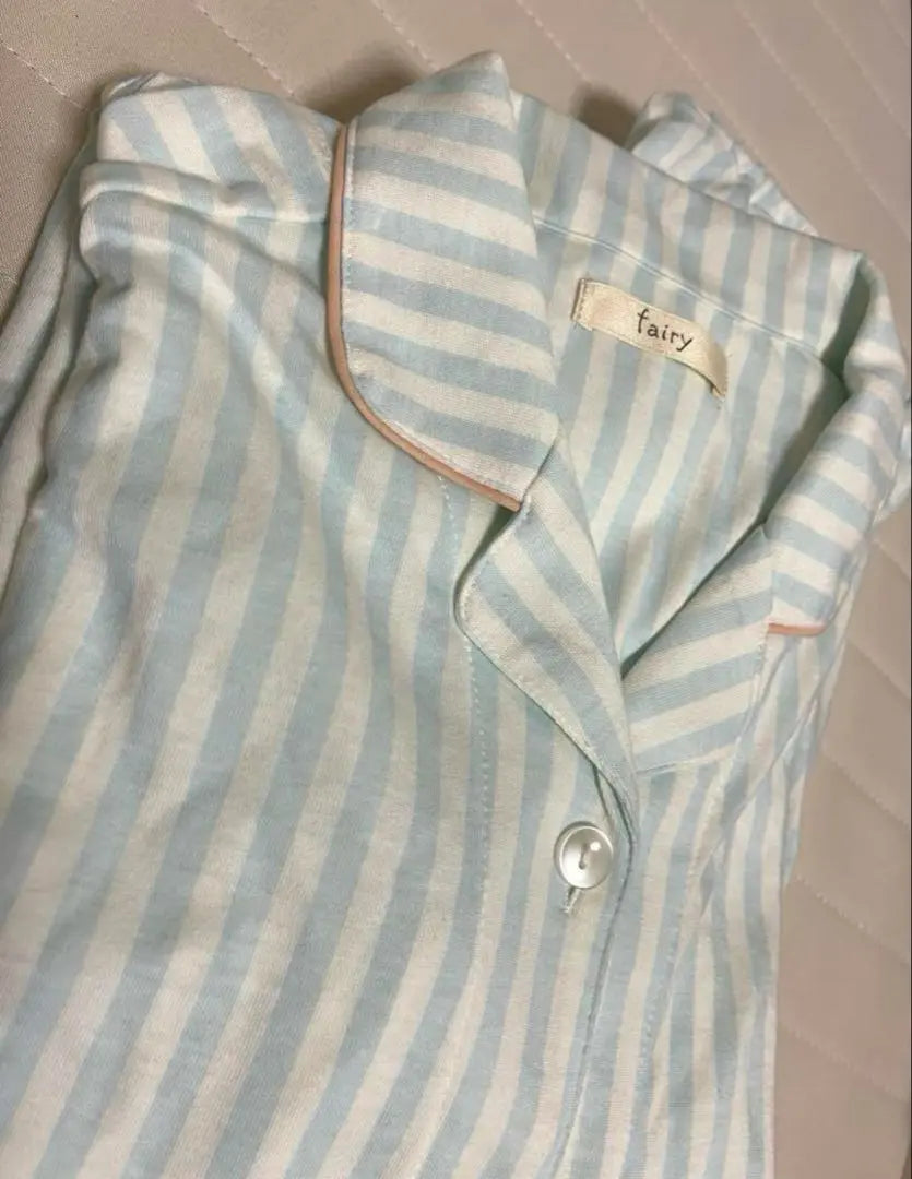 Refreshing striped maternity pajamas, long sleeves, Inuji Honpo, front opening