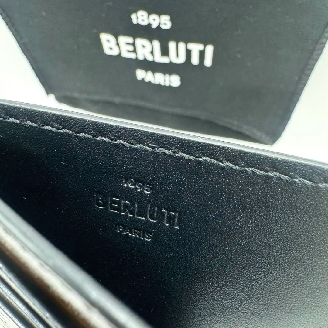 Berluti Bamboo 6cc Scrit Leather Card Holder Brown