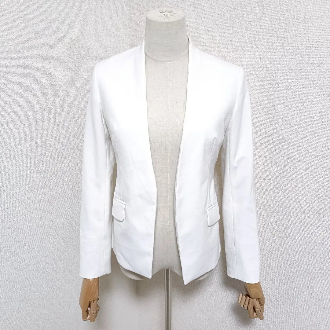 PLST Chaqueta sin cuello en buen estado Blazer sin forro blanco XS