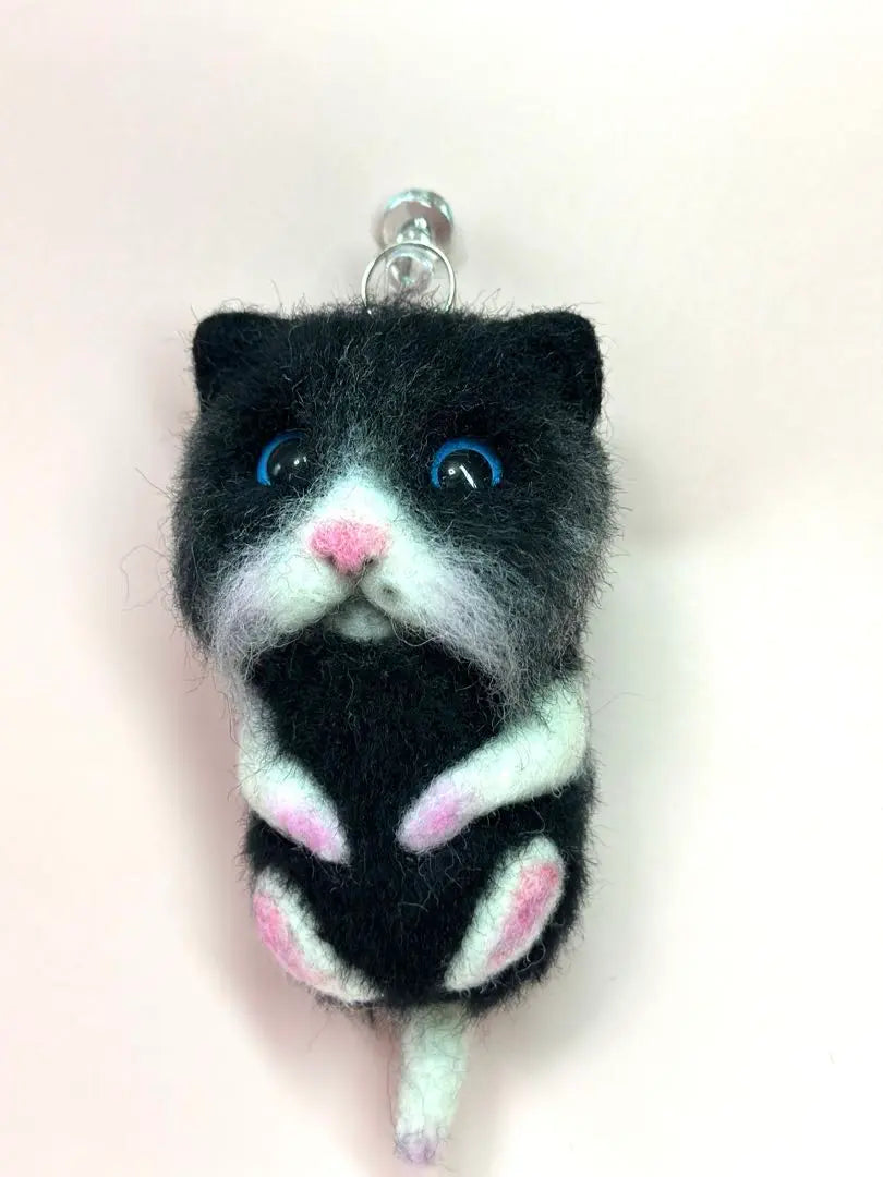 Wool Cat/Black and White Hairy Cat/Keychain Cat