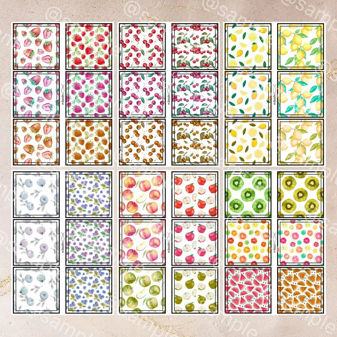 [No.34] Fruits Collage Material Sheet 12 Pieces Set