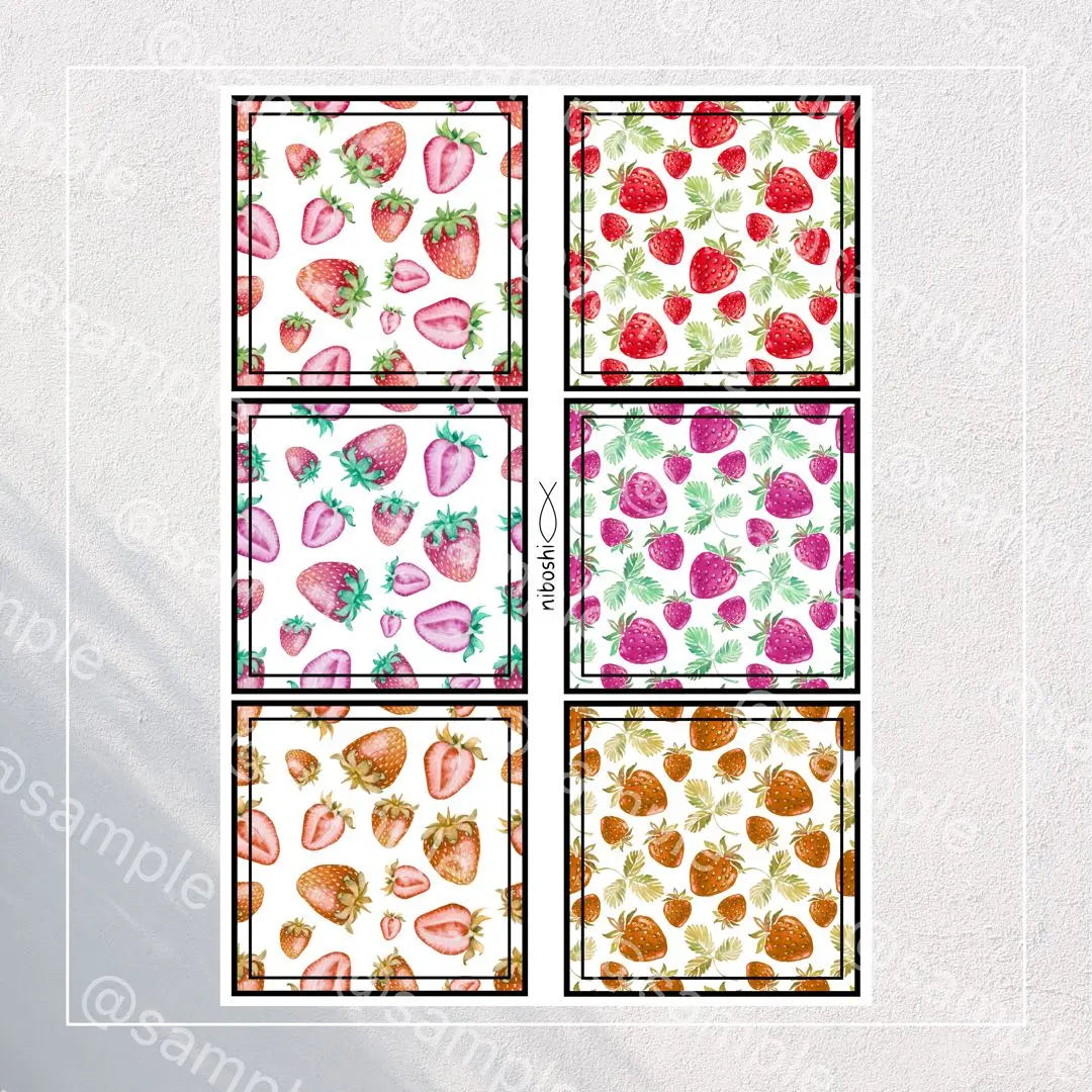 [No.34] Fruits Collage Material Sheet 12 Pieces Set