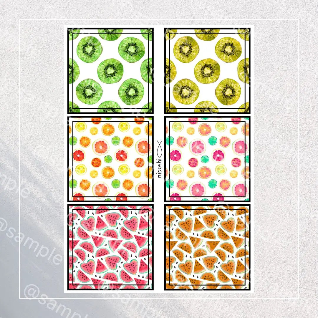 [No.34] Fruits Collage Material Sheet 12 Pieces Set