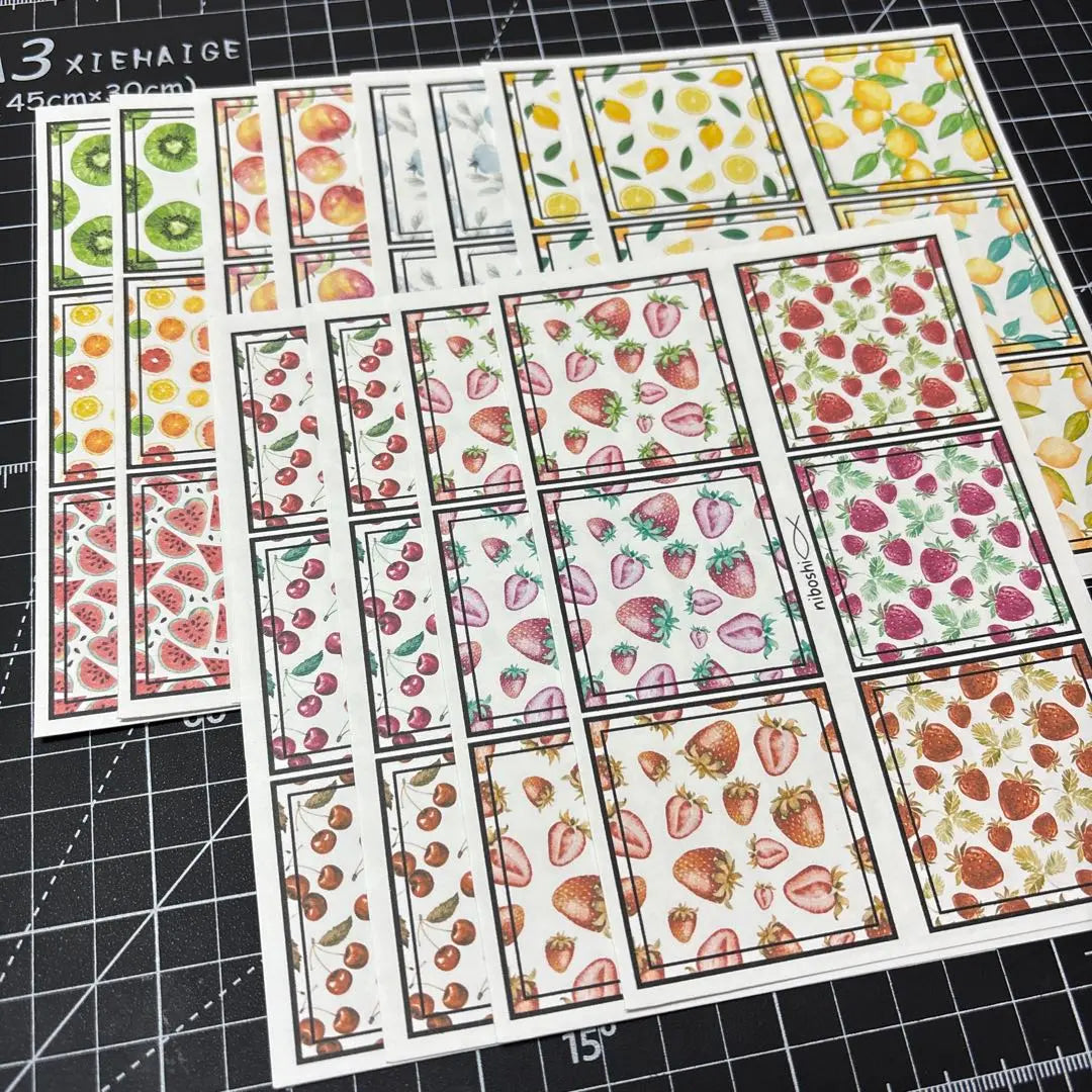 [No.34] Fruits Collage Material Sheet 12 Pieces Set