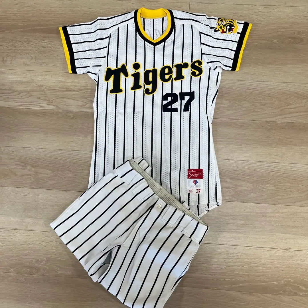 Super raro Hanshin Tigers Miyata Norikei, uniforme práctico, Kubota Slugger, fabricado por Descente