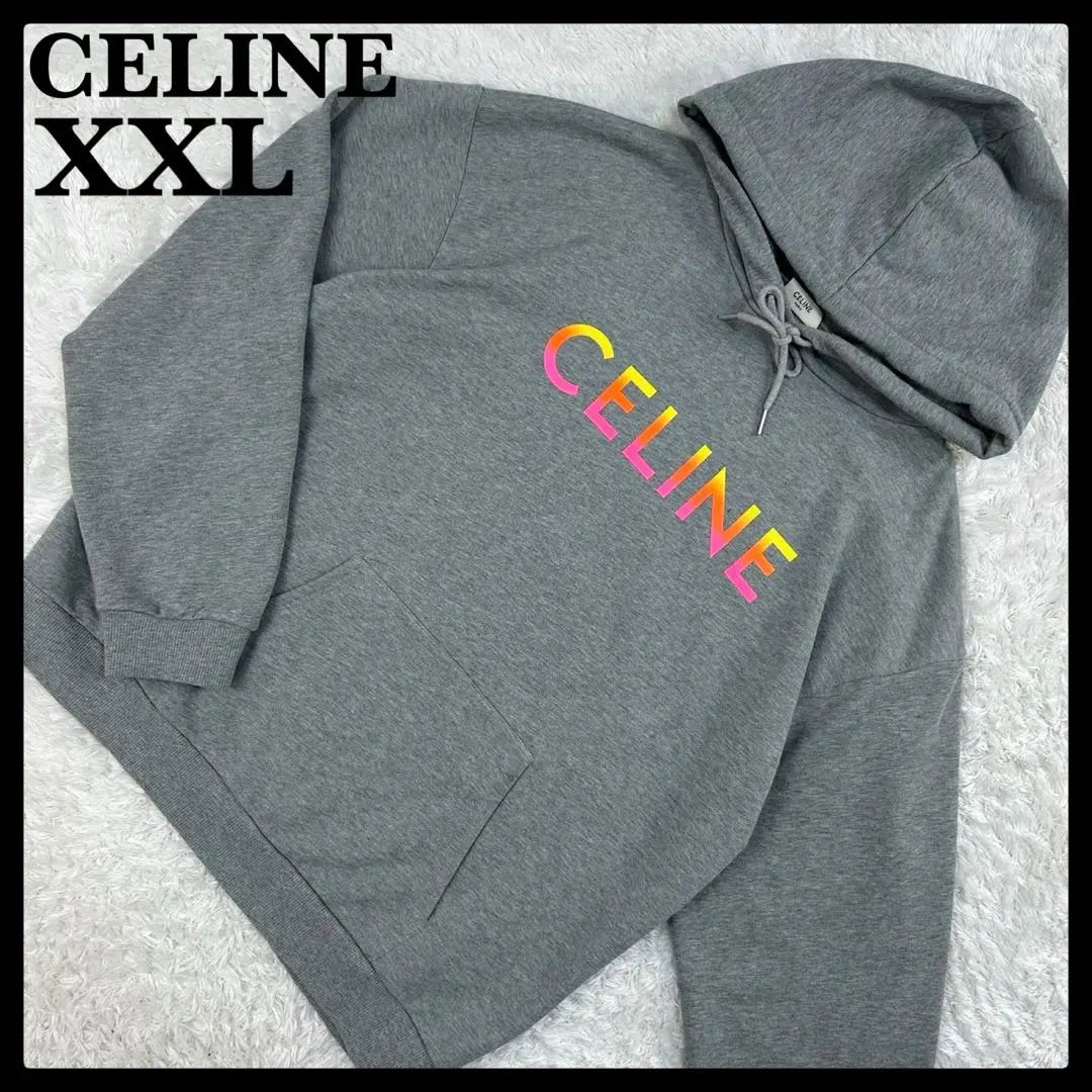 [Rare 2XL size] Celine ☆ Hoodie with big logo Popular design difficult to obtain