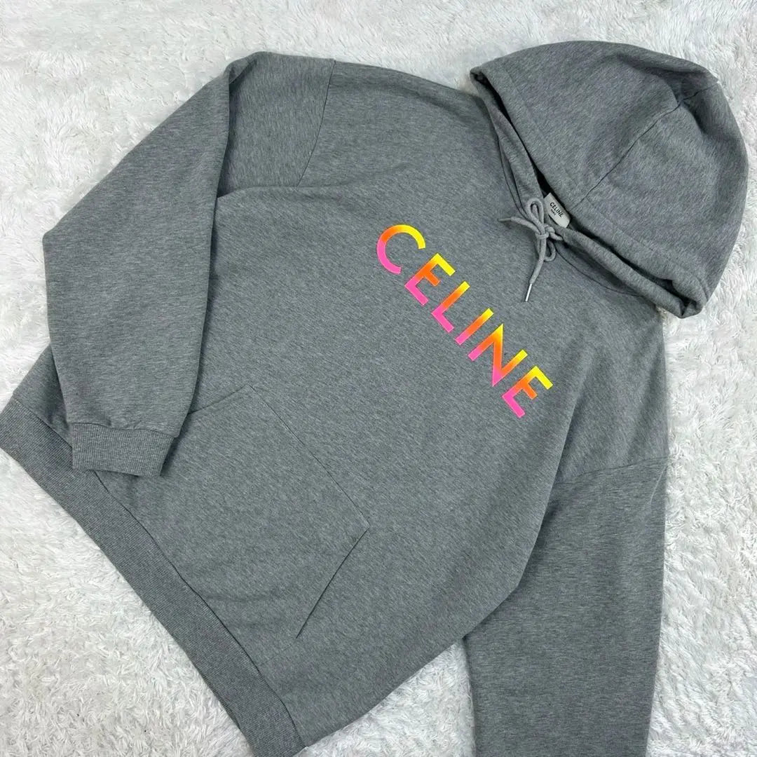 [Rare 2XL size] Celine ☆ Hoodie with big logo Popular design difficult to obtain