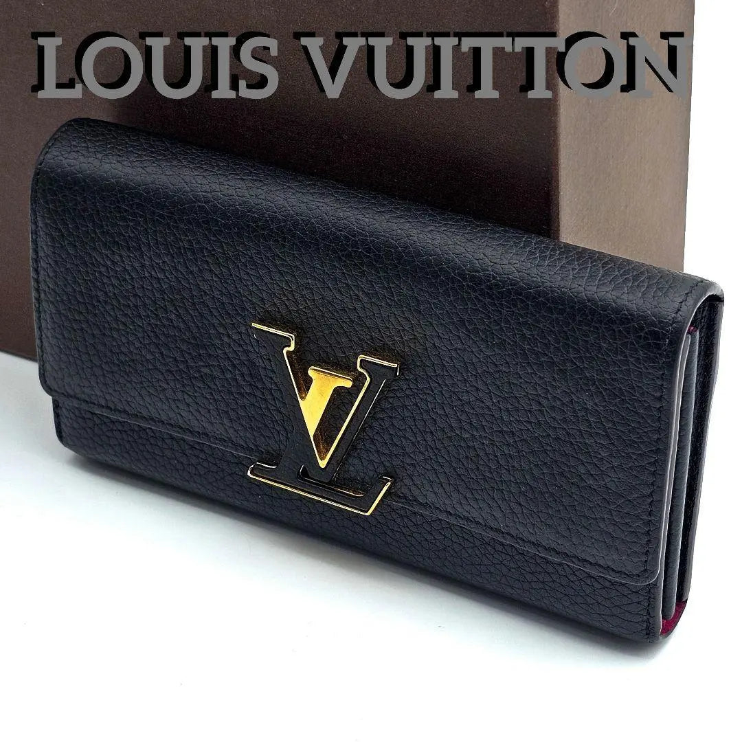 Louis Vuitton Portefeuille Capucine Toryon Long Wallet Noir D86