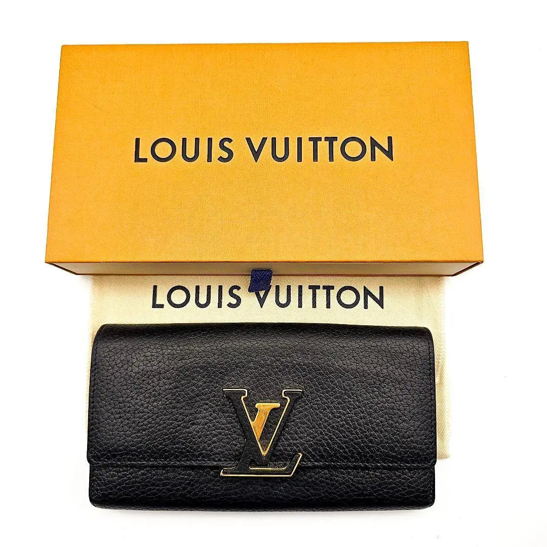 Louis Vuitton Portefeuille Capucine Toryon Long Wallet Noir D86