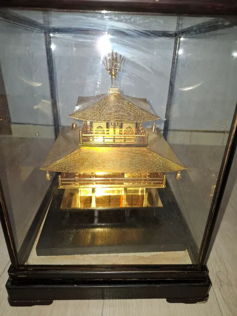 Collector Kinkakuji Temple Ornament Metal Lucky Goods Comes with glass case