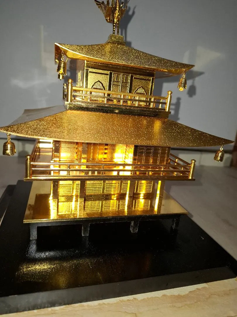 Collector Kinkakuji Temple Ornament Metal Lucky Goods Comes with glass case