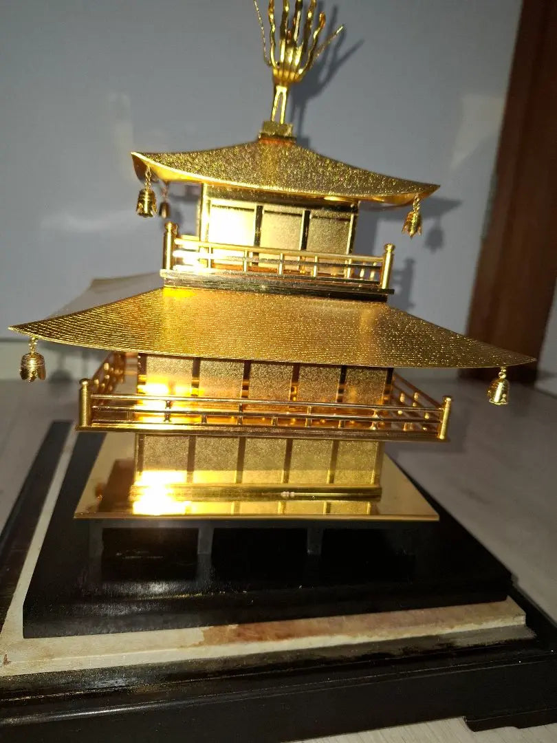 Collector Kinkakuji Temple Ornament Metal Lucky Goods Comes with glass case