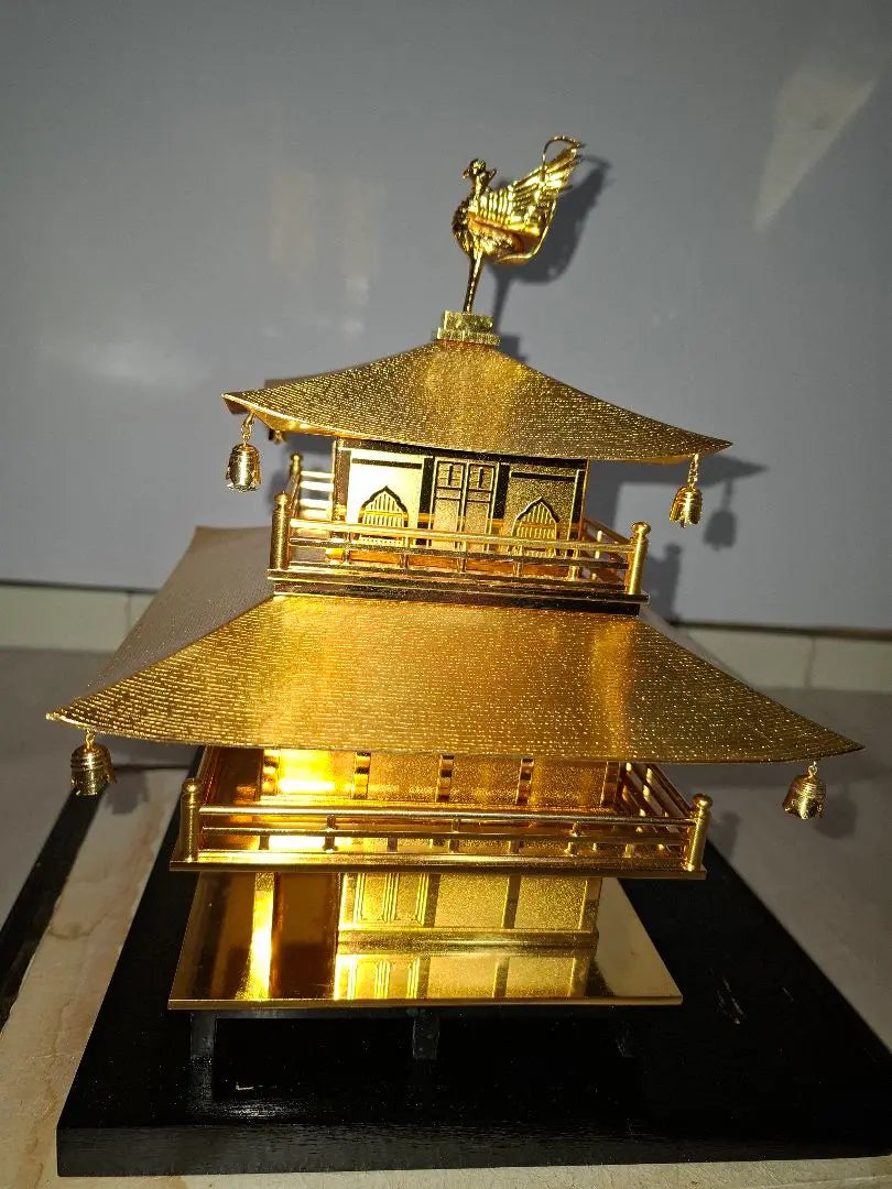 Collector Kinkakuji Temple Ornament Metal Lucky Goods Comes with glass case