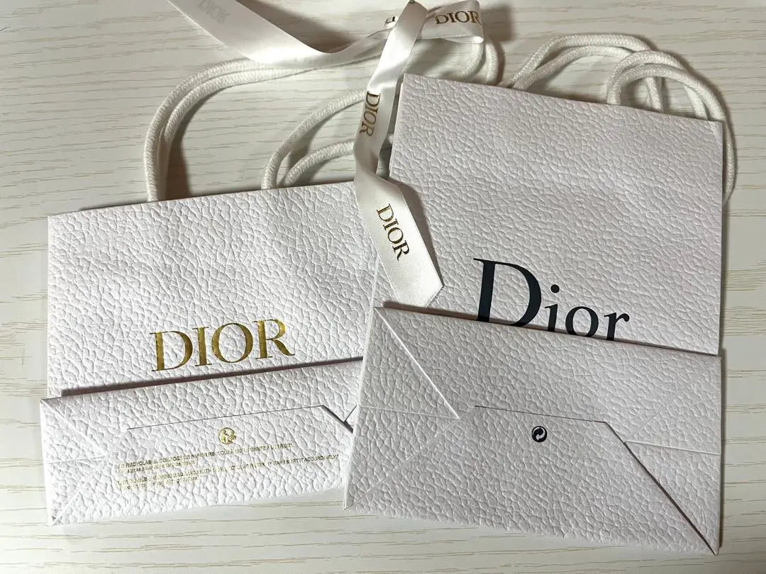 Dior logo white paper bag set of 2